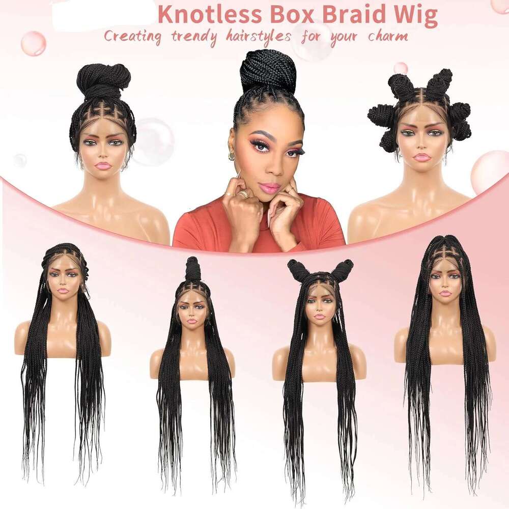 Synthetic Long Wigs Box Braids Full Braided for Black Women Blended Lace Front Braiding Hair Wig