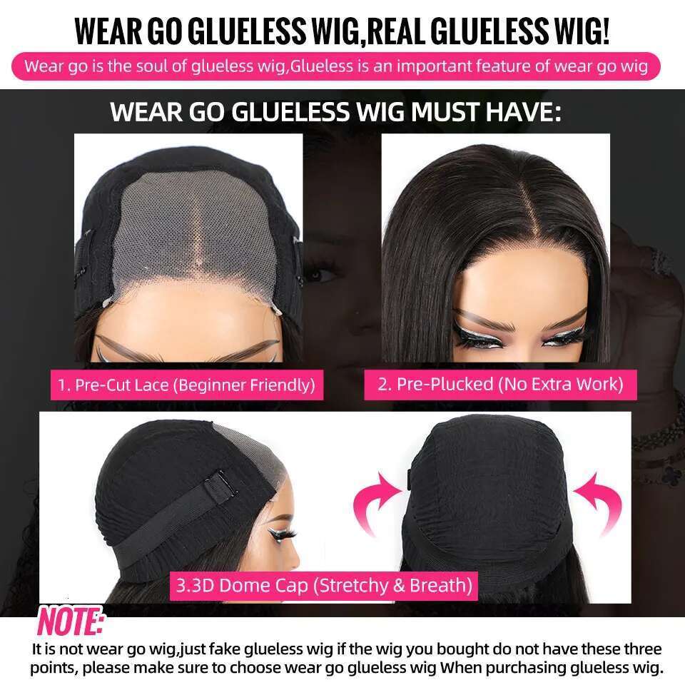 And Brazilian Body Wave 4x4 Lace Glueless Human Hair Wig 180% Wear Pre Plucked Ready To Go