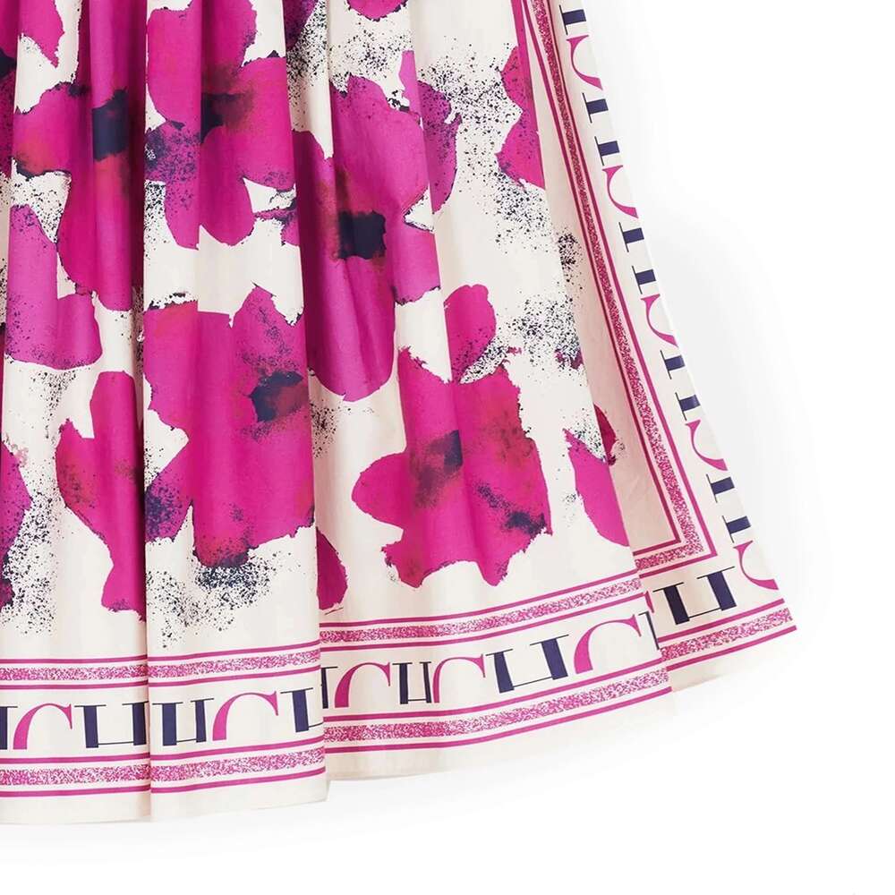CHCH Women's New Sleeved Shirt Long Skirt Flower Print Party Dress