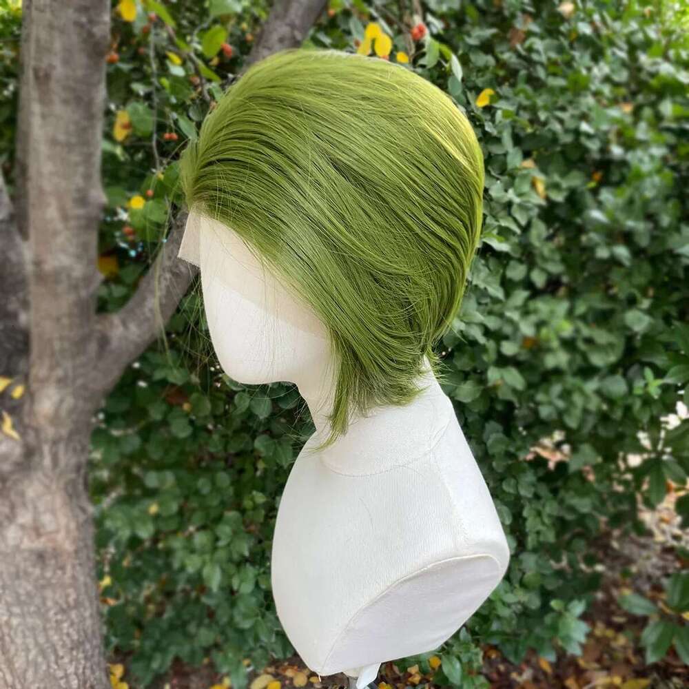 Green Bob Cosplay Men 13x4 Synthetic Lace Front for Women Short Cut Piexie Wigs Natural Hairline Pre Plucked