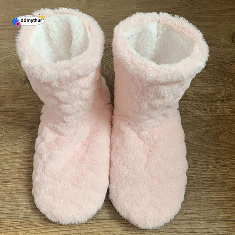 Winter Adult Men And Thick Warm Floor High Tube Non-Slip Indoor Cotton Plush Home Slippers Shoes Women Girl ddmythur