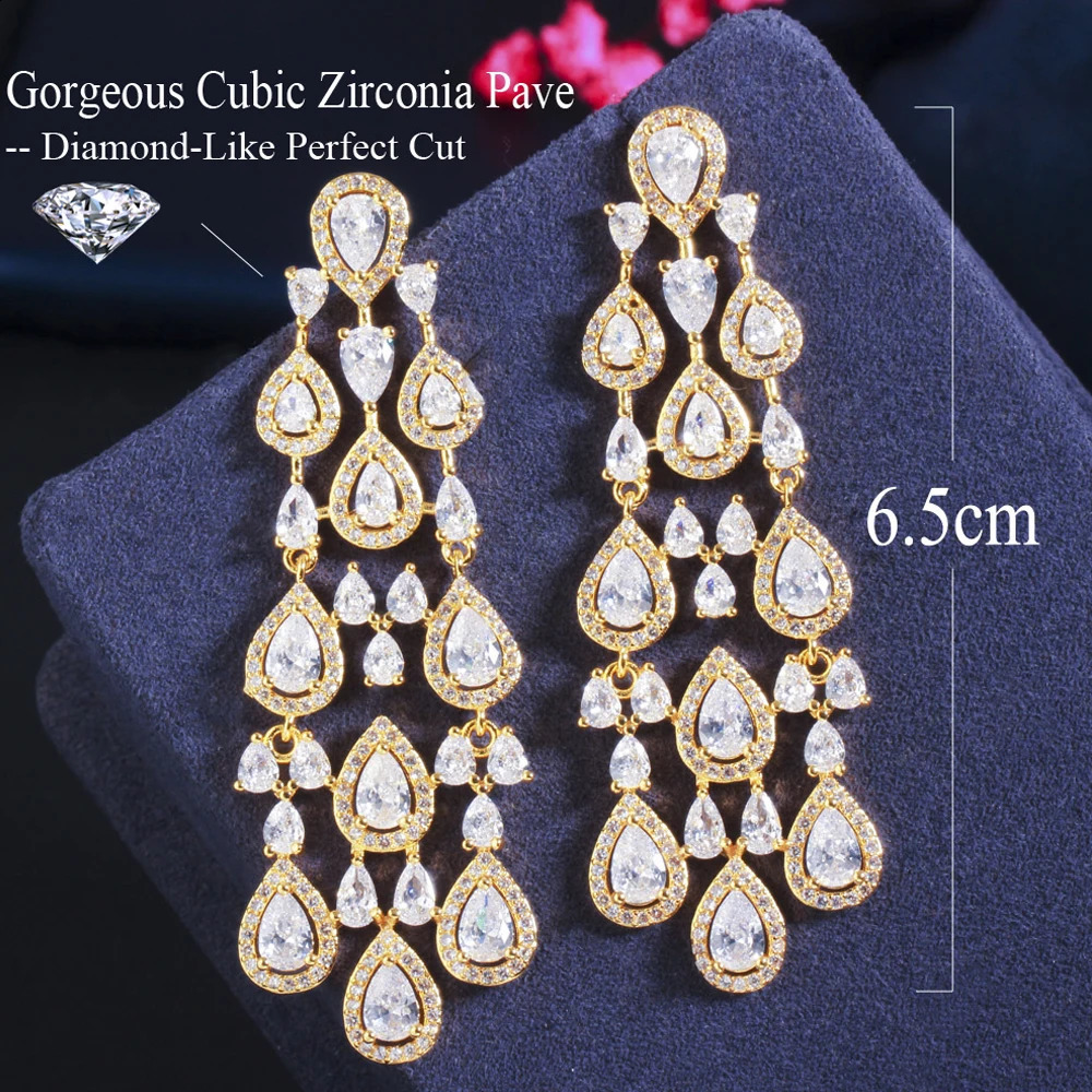 ThreeGraces Vintage Long Tassel Chandelier Drop Dangle Bridal Wedding Earrings for Ladies Sparkling CZ Crystal Jewelry ER531 250519