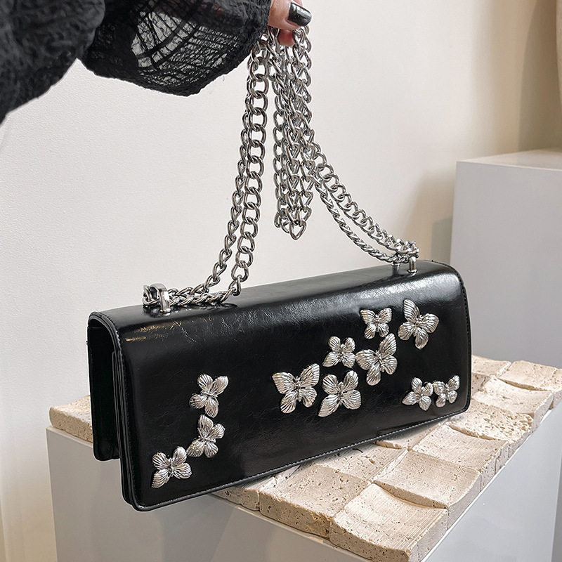 High end butterfly for women 2024 new fashionable small square chain, niche and versatile single shoulder diagonal cross bag