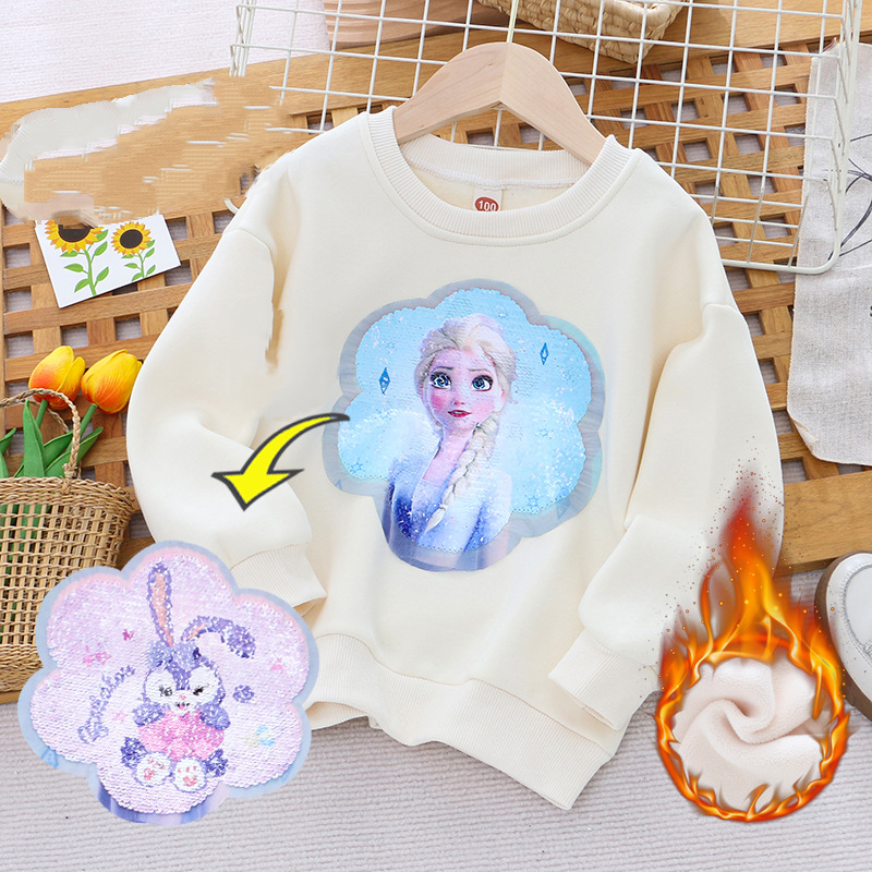 DISNEY infant designer clothes kids designer clothes toddler designer Frozen Elsa princess Princess printed design girls' warm top.
