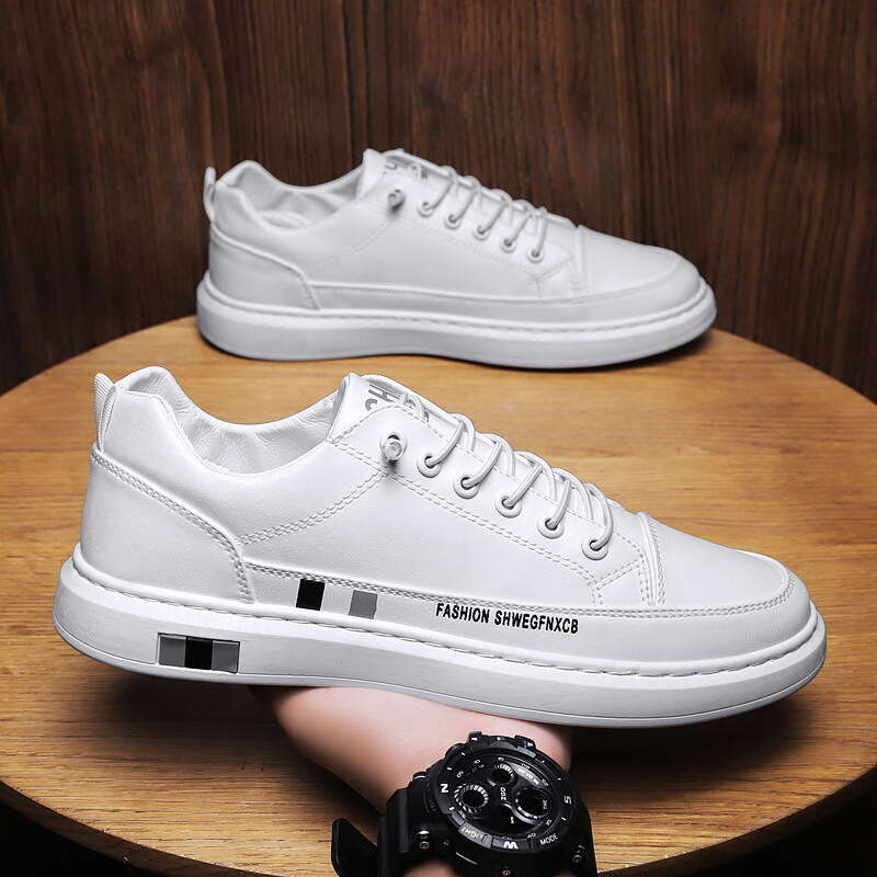 Breathable Little for Men 2024 New Korean Casual Men's Fashion White Leather Top Board Shoes Spring Live Broadcast