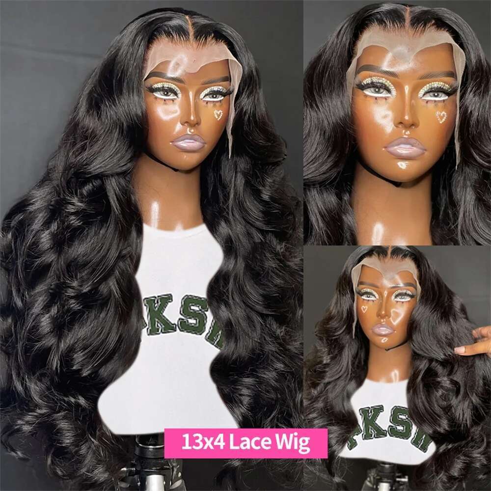 Brazilian 180 Density Body Wave 13X4 13x6 HD Transparent Front Human Hair Wigs For Women 32 34 Inch 360 Full Lace Wig