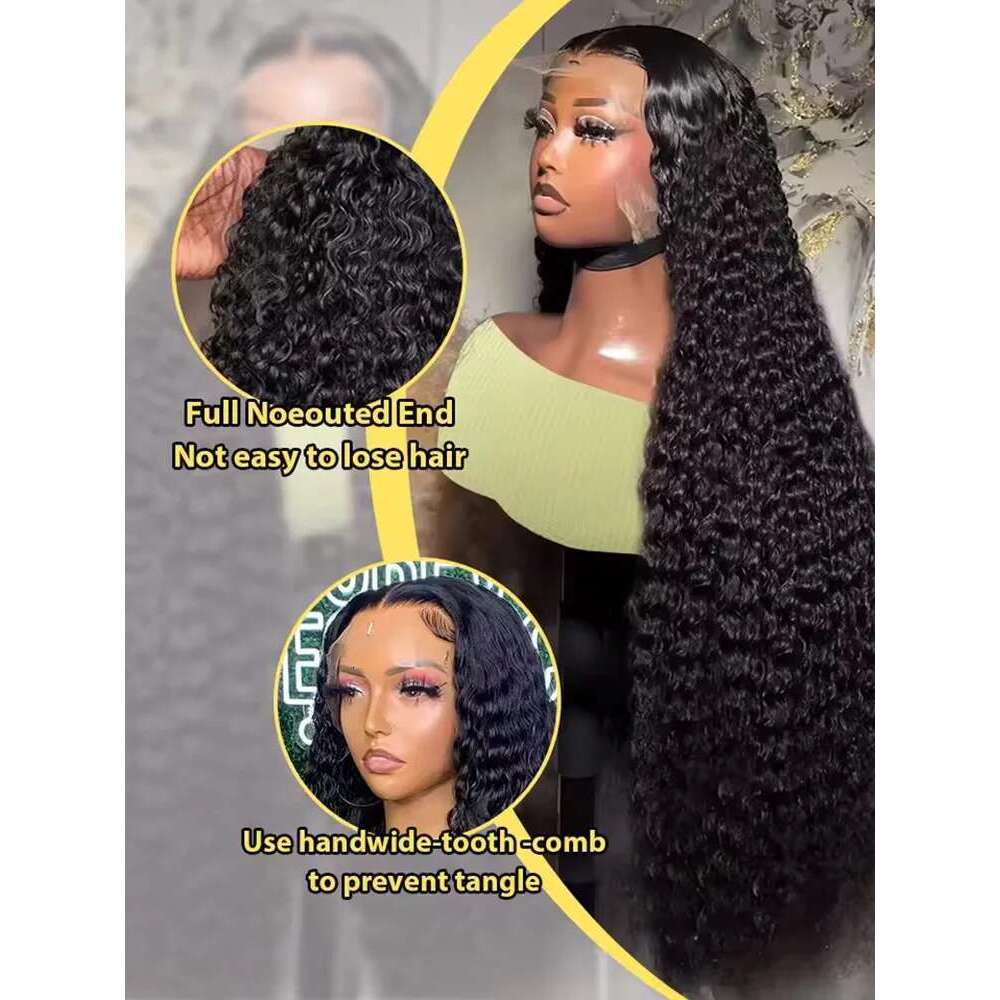 250 Density Transparent HD Human Hair Wig 30 32 40 Inch Deep 13x4 Curly Front 13x6 Water Wave Lace Frontal Wigs