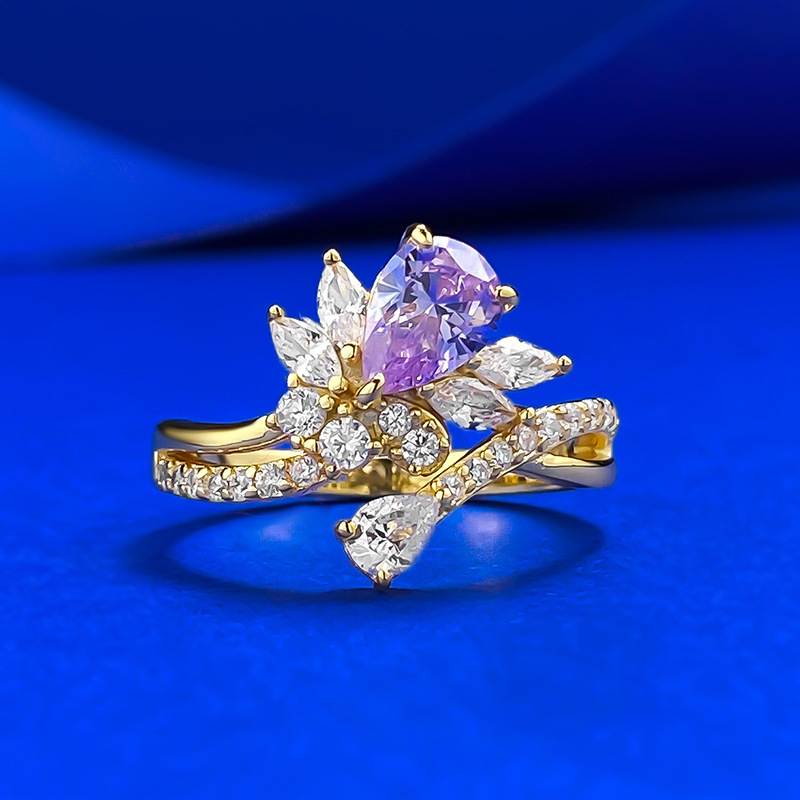 New S925 Silver 5*7 Purple Gemstone Ring - Elegant "Purple Aura" Design, Unique and Sweet, Perfect for Special Occasions