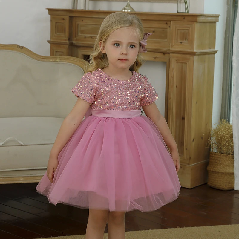 2025 Kids Party Dresses for Girls Sequin Fluffy Prom Gown for Wedding Evening Elegant Children Birthday Princess Dress 4-10 Year 250519