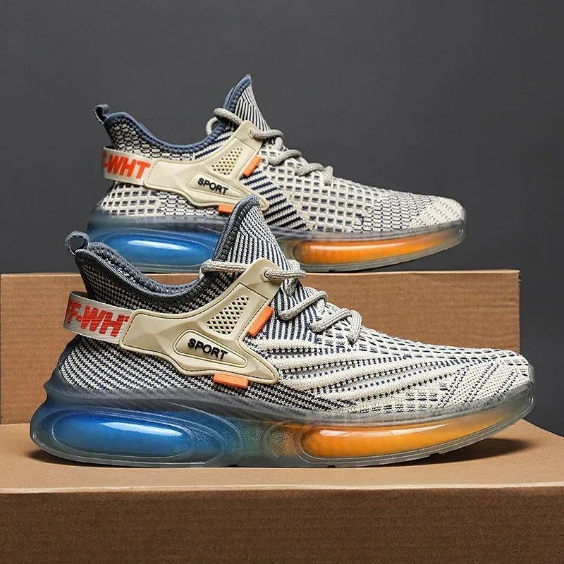 Designer casual shoes Cross border popular men's fly woven mesh breathable sports casual men's shoes jelly trendy single shoes anti slip and