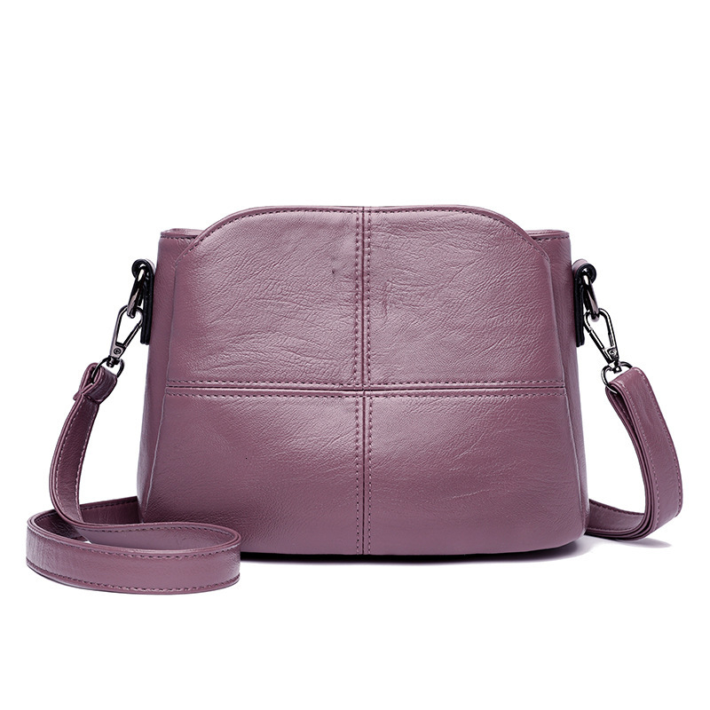 High quality brand high-quality soft leather fashion bucket 2025 new Korean version simple and atmospheric single shoulder crossbody bag casual free d