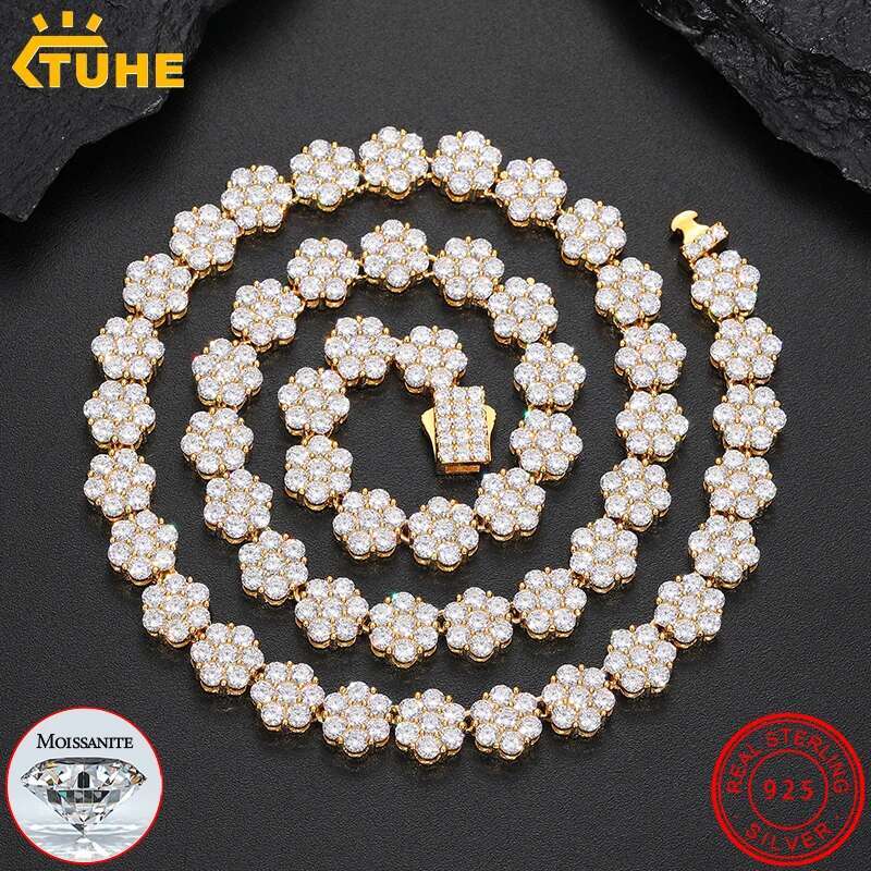 Unisex luxury 10mm Moissanite VVS1 Necklace Chain 925 Silver For Women Iced Out Chain Link Necklace Unisex Fine Hip Hop Jewelry
