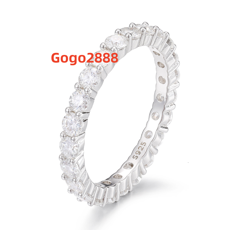 Hip Hop Men Women Fashion Jewelry 3.0mm Moissanite Diamond Iced Out Gold Plated 925 Silver Ring