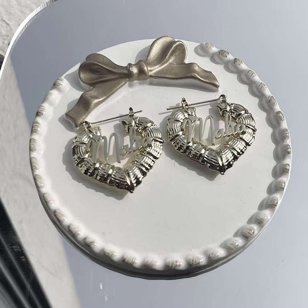 Autumn Cold OEM Waterproof Stainless Steel Letter Heart Shaped Bamboo Circle Girls' Earrings