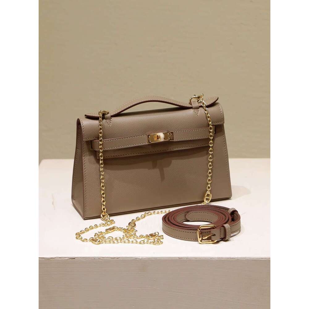 Half handmade Kelly first generation strap mini single shoulder crossbody handbag real leather women s bag top layer cowhide