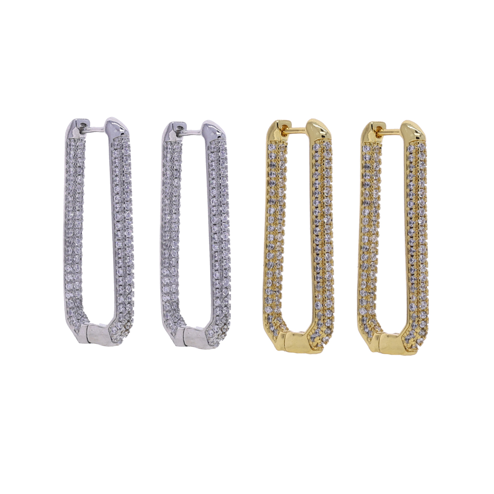 2025 NEW Fashion Minimalist Geometric Square Cubic Zirconia Big Huggies Hoop Earrings for Women Gold Color Wedding Jewelry Gift