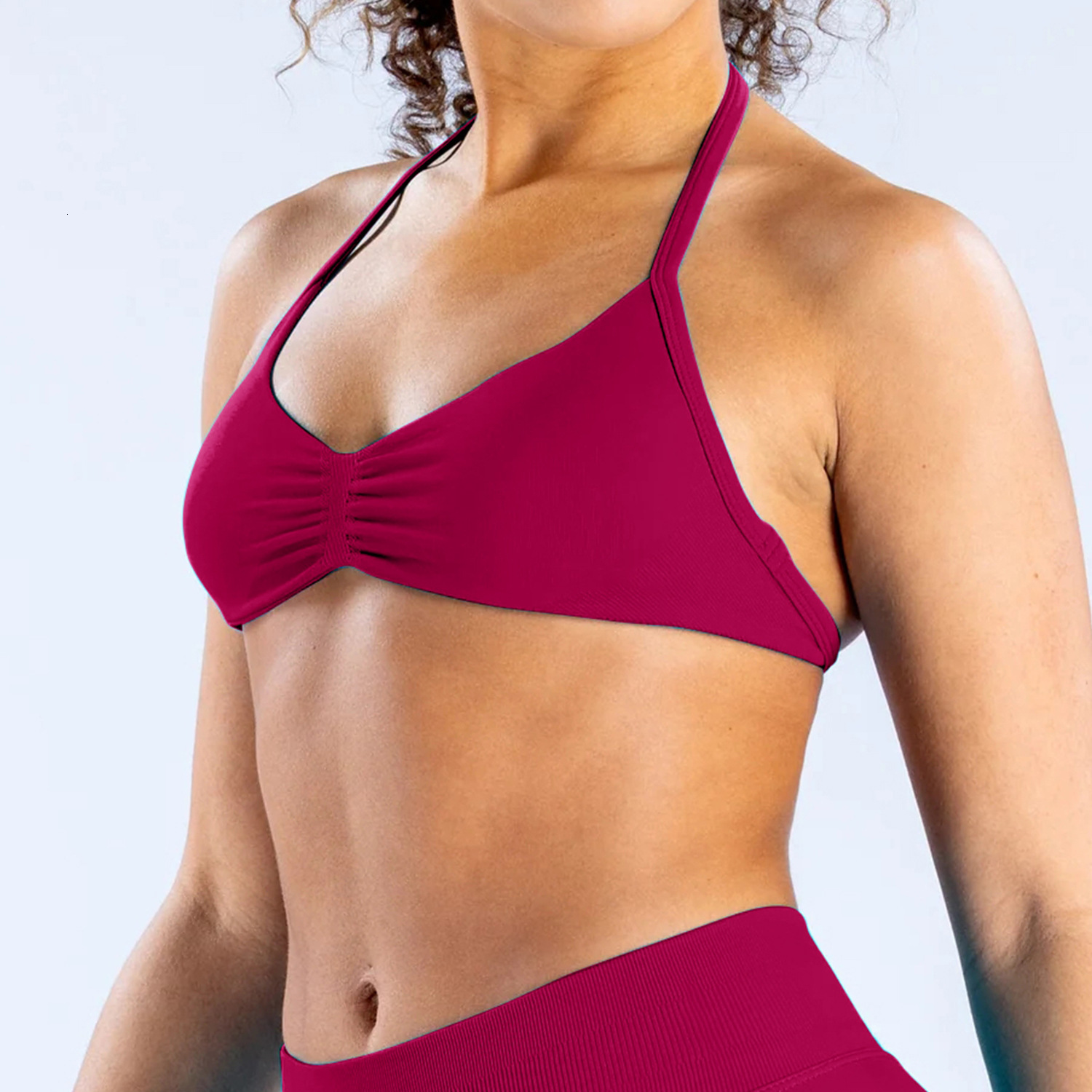High elasticity matte nylon seamless yoga halter beautiful back bra, women's sports bra