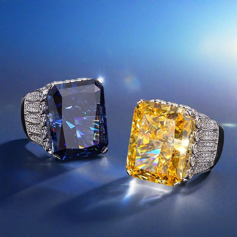 80CT luxurious King Queen Ring S925 sterling silver 18*23 cultivated high-carbon diamond noble dazzling heavy industry sparkling ice flower cut unique