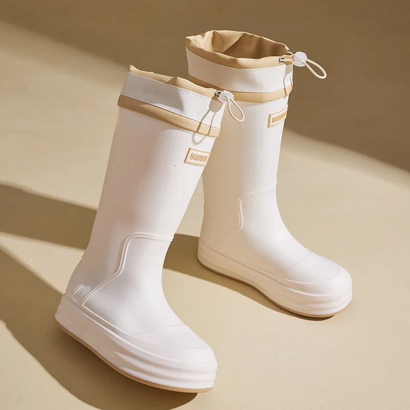 Womens Adult Waterproof Cuffed Water Shoes High-cylinder Rain Boots for Outdoor Hiking 250515