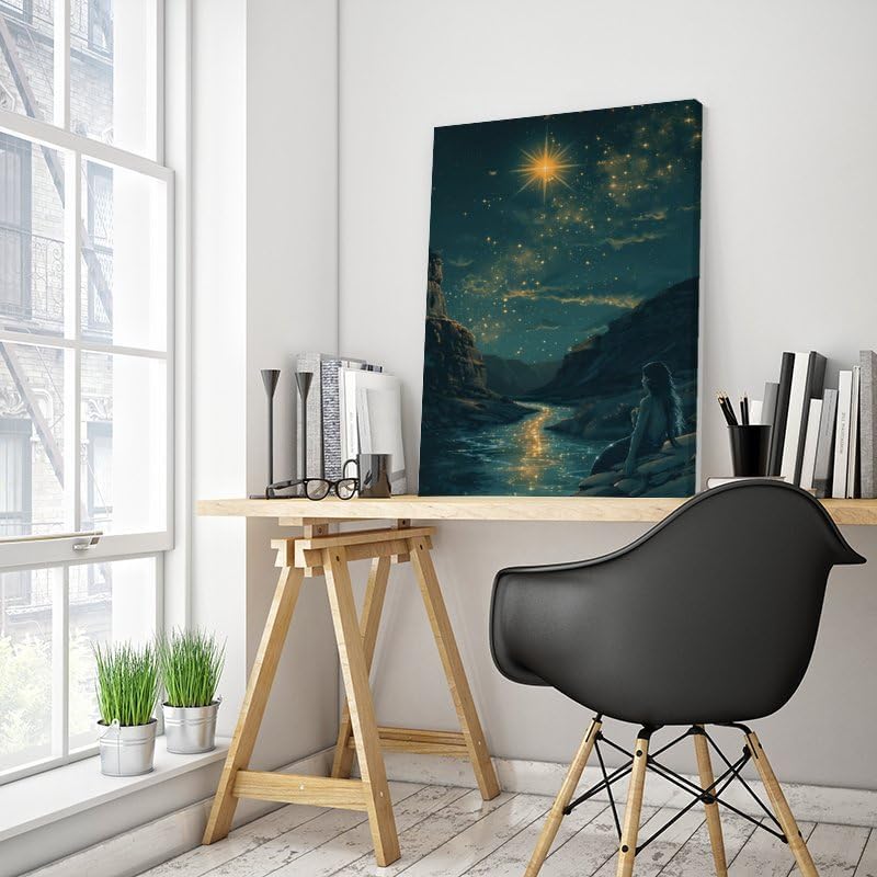 Generic Mermaid Canvas Poster Wall Art Decor Print Picture Paintings for Living Room Gift ForBedroom Decoration 08x12inch(20x30cm), Frame-style