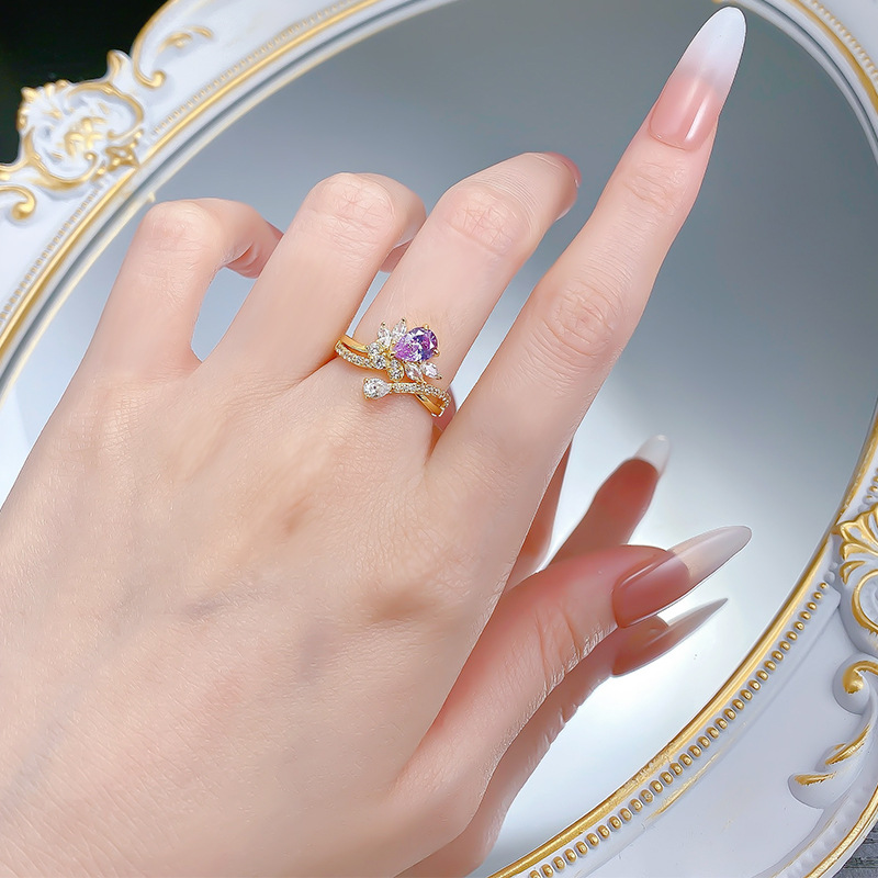 New S925 Silver 5*7 Purple Gemstone Ring - Elegant "Purple Aura" Design, Unique and Sweet, Perfect for Special Occasions