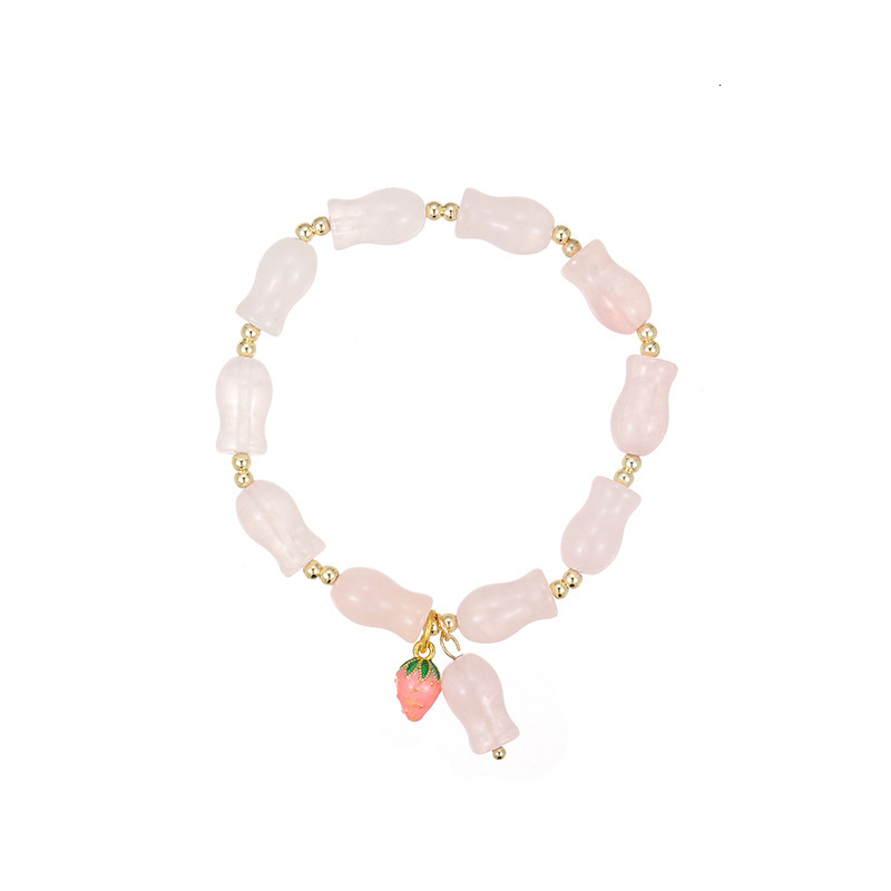 Creative Cat's Eye Money Bag Bracelet, Female Design, Sweet Handmade Jewelry, Flower Butterfly Peach Stone Bracelet