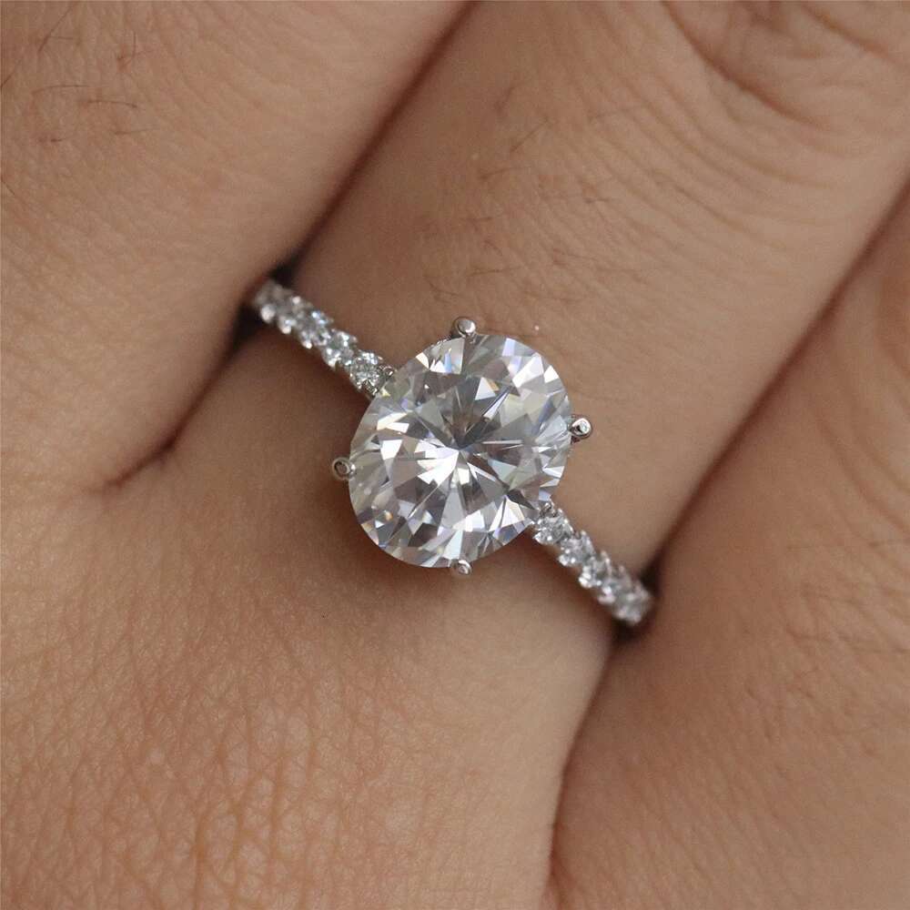 Oval Cut Moissanite Rings for Women 1-3ct D Color VVS1 Lab Diamond S925 Sterling SilverPass Diamond Test Wedding Band With GRA