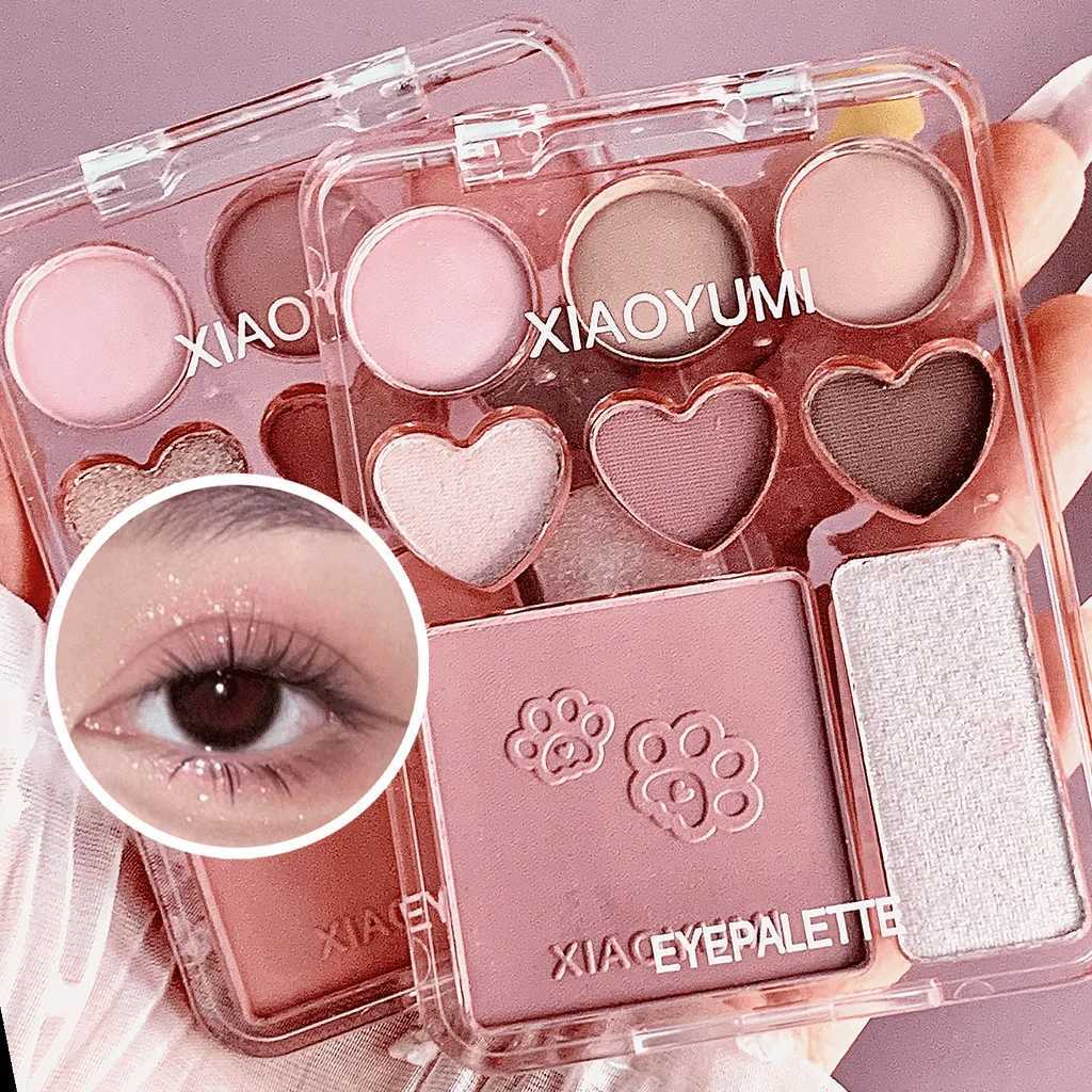 8-Color Love Eyeshadow Palette Sweetheart Blush Highlighter All-in-One Natural 3D Long-lasting Delicate Glitter EyeshadowXJ250520