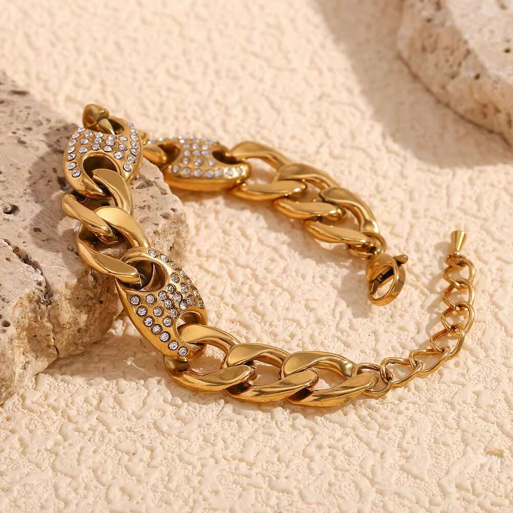 Autumn Cold Stainless Steel Gold Women's Chain Bracelet