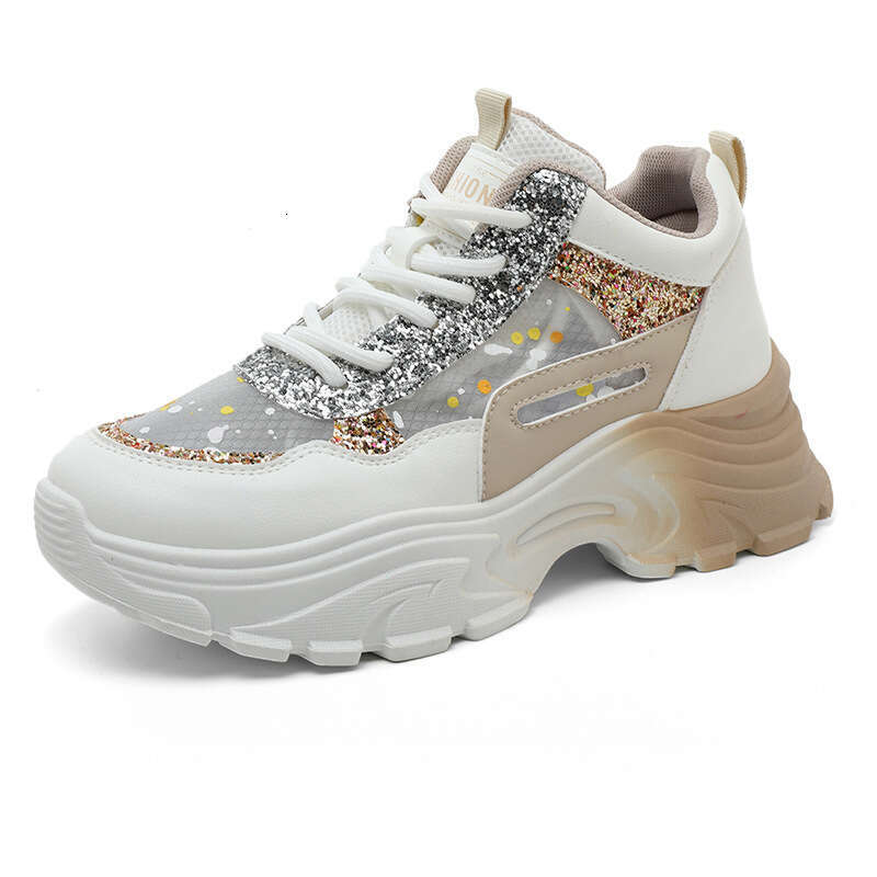 QR8961 New Board Shoes for Spring/Summer 2025 Casual Thick Bottom Wear resistant Mesh Color blocked Student Versatile College Style