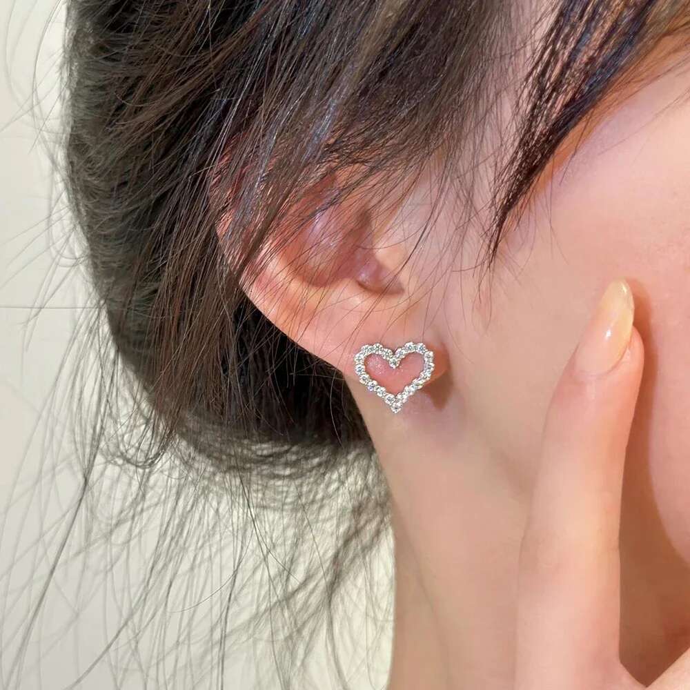 0.6/1.2cttw Heart Shape All Moissanite Stud Earrings for Women 925 Sterling Silver White Gold Plated Wedding Party Jewelry Gifts