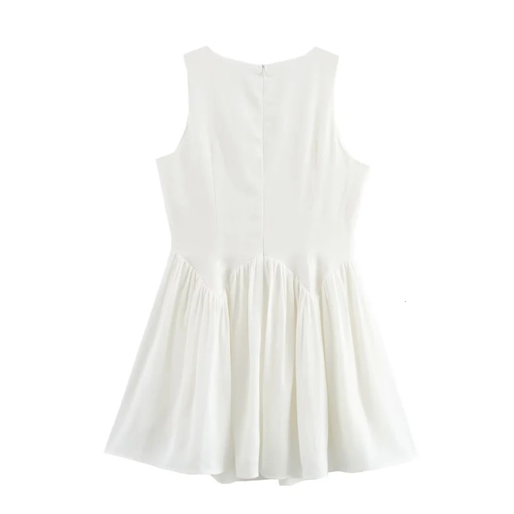 UNIZERA womens lace up sleeveless dress with Vneck zipper decoration for spring and summer casual wear 250520