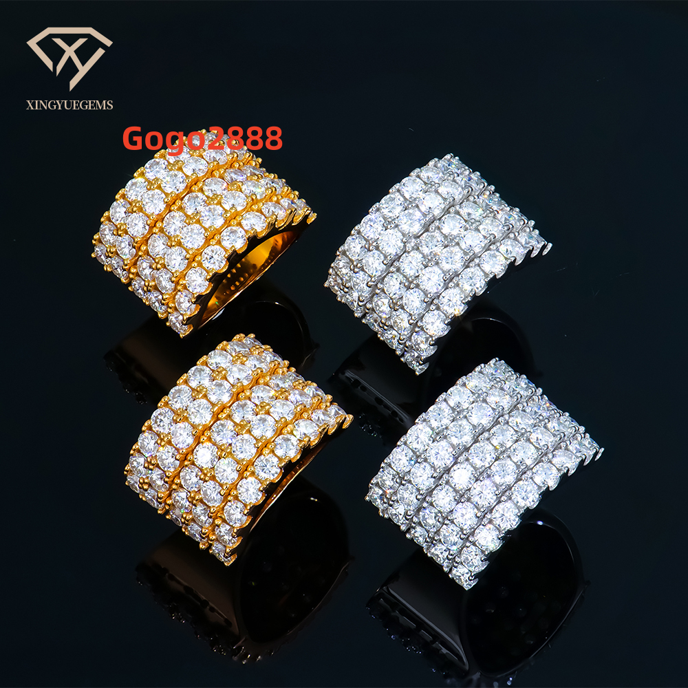 Factory Custom Wholesale Women Men Luxury Iced Out Bling S925 Silver Vvs Mossanite Moissanite Diamond Hip Hop Fine Jewelry Ring