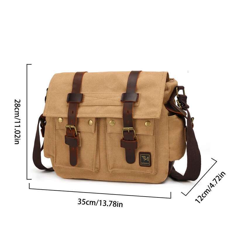 Vintage Men's Travel Crossbody Canvas With Mad Horse Messenger Bag For Men And Women Casual Shoulder Bag