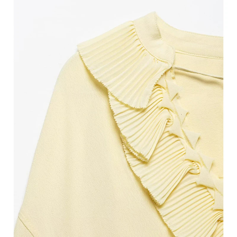 TRAF Ruffle Blouses for Women Fashion Oversized Shirts and Summer Casual Woman Long Sleeve Top 250520