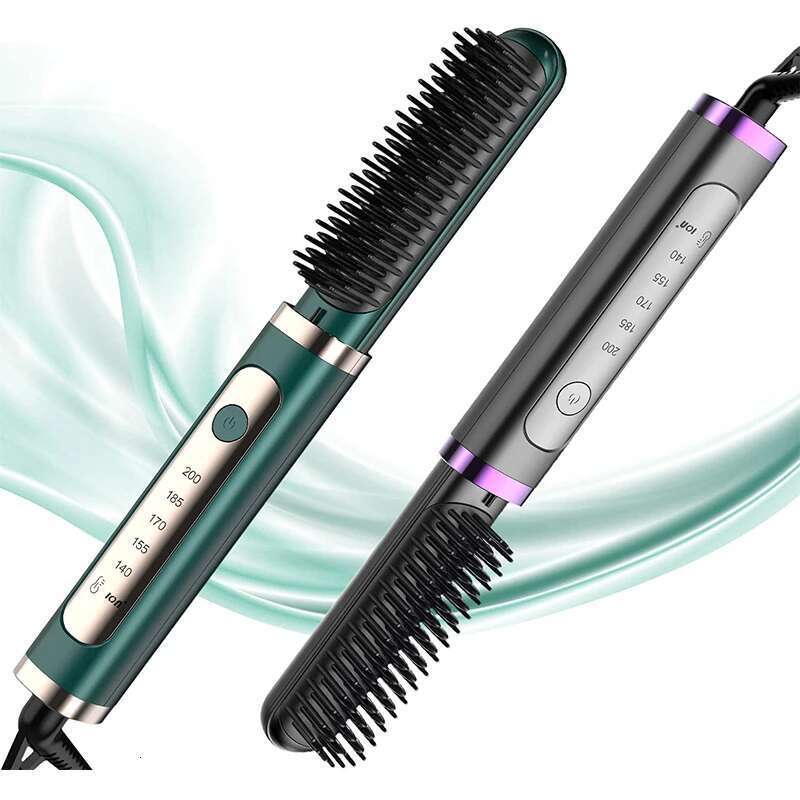 Electric Straighten Brush Fast Heating Ceramic Hair Professional Curler Straightener Comb Styler