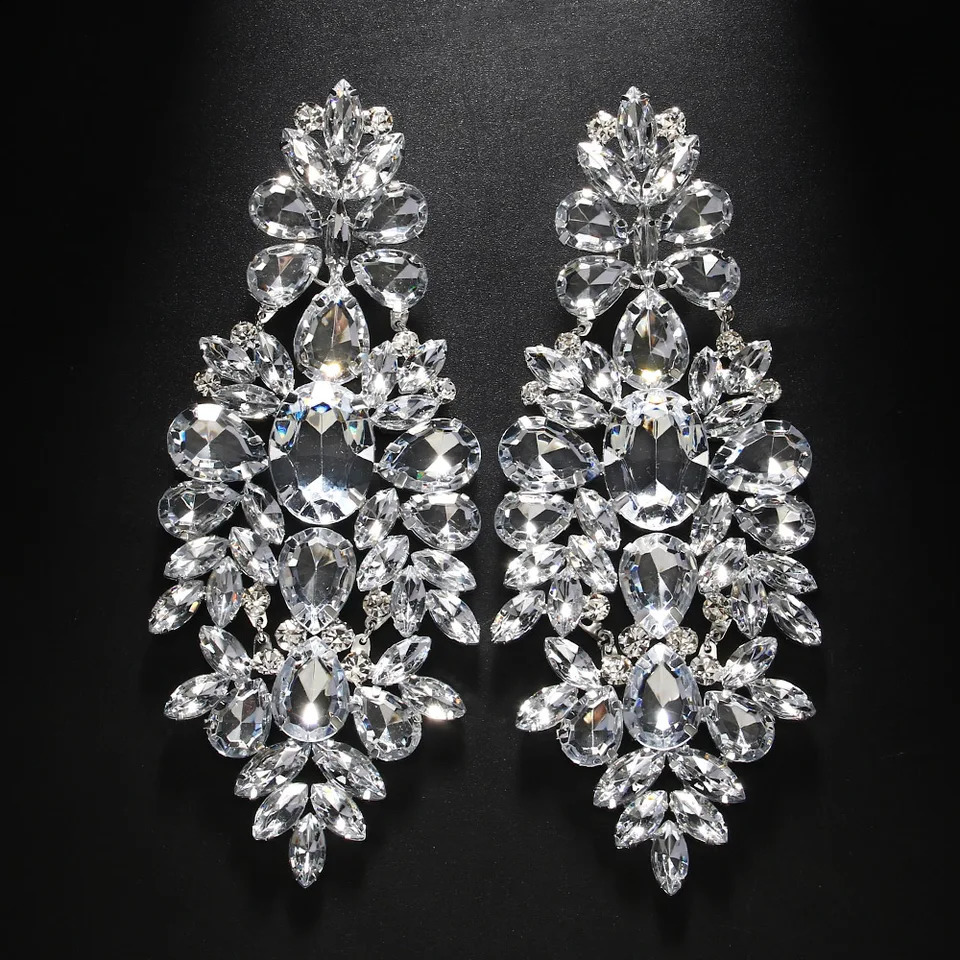 Stonefans Temperament Oversize Rhinestone Earrings Decoration for Women 2024 Elegant Bling Crystal Dangle Earrings Party Jewelry 250519