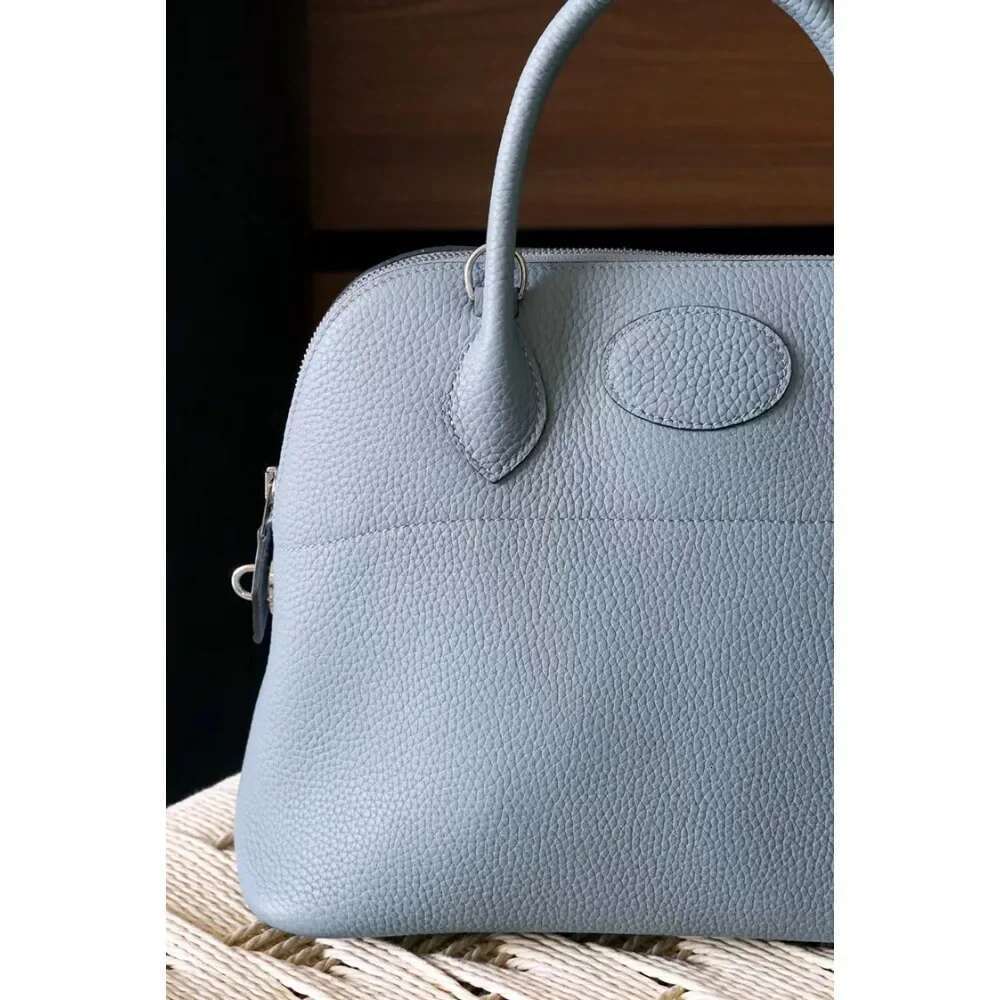 VOAETEC Premium Semi-handmade First-layer Cowhide Bowling Portable Shoulder Large Shell Bag Commuting Temperament