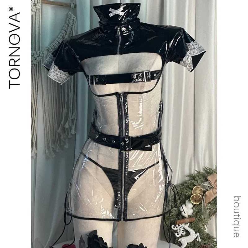 Sexy Lingerie Set for Women Patchwork See-through Womens Underwear Sexy Role Playing Mesh Socks Nurse Uniform Set R250520
