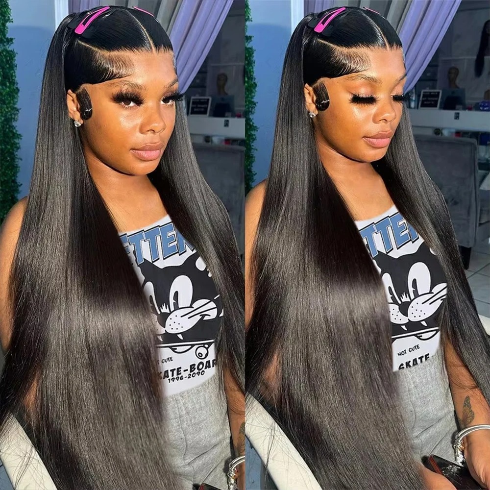 18 36 Inch 200 Density Frontal Wig For Black Women Brazilian Wigs Human Hair Bone Straight HD Transparent Lace Front Wigs synthetic lace front wigs