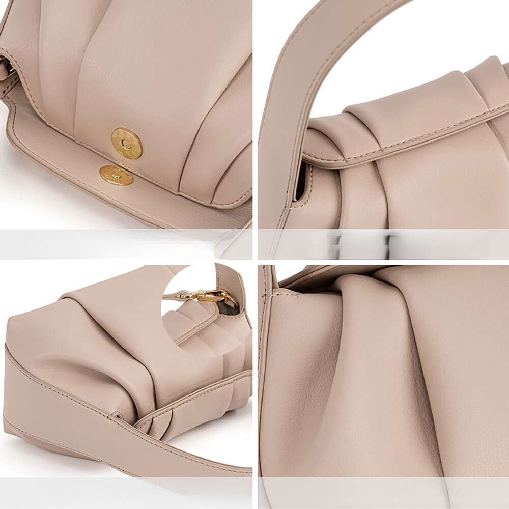 Genuine Leather Women's French Pleated Cloud Versatile Fashion Bag 2025 New Handbag High-End Crossbody Bag