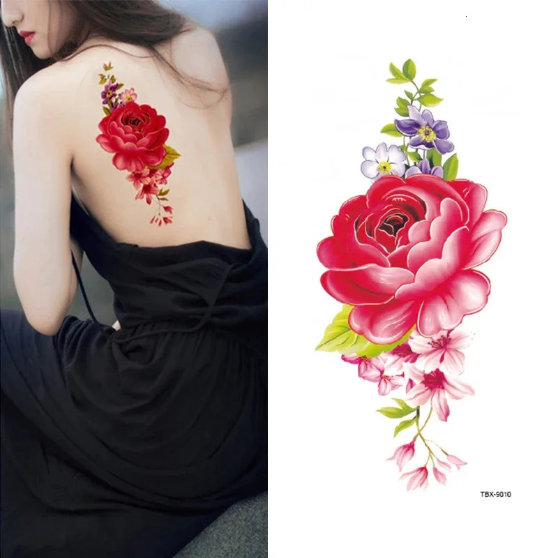 Wholesales 100Pcs Flolwer Temporary Tattoo Sticker 3D Beauty Flower Rose Body Tatoo stickers art pattern 250515