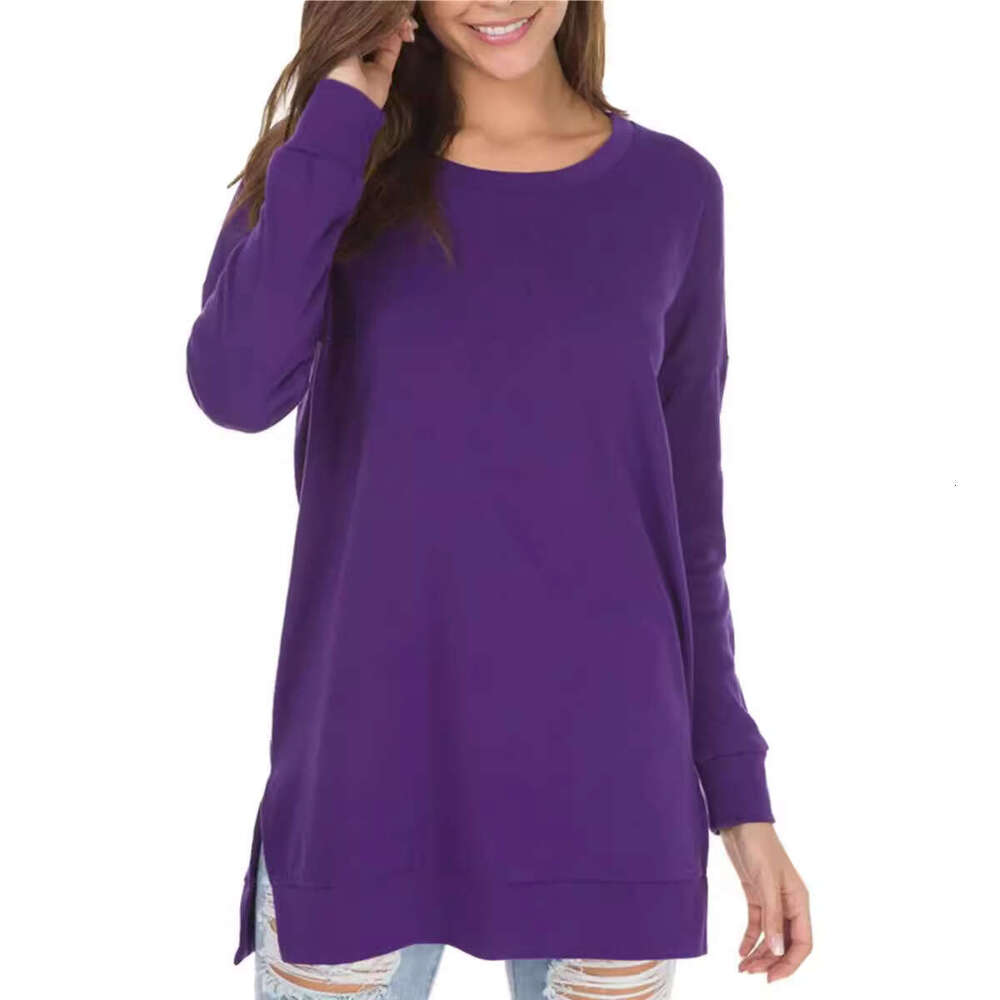 Women T Shirt Womens Clothes Designer Shirt Women T Shirt 2025 New Clothing Womens Hot Products Open Fork Loose Round Neck Long Sleeve Knitted Shirt