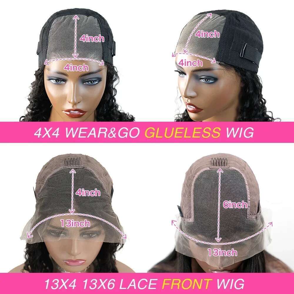 Kinky 13x6 Frontal Wig Glueless 4C Afro Curly Front Human Hair 4x4 HD Lace Closure Wigs