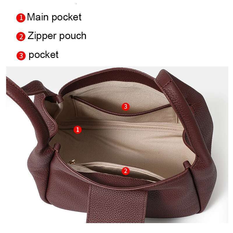 High Fashion First Swing 2025 New Leather Handbag Slung Bucket Portable Basket Bag