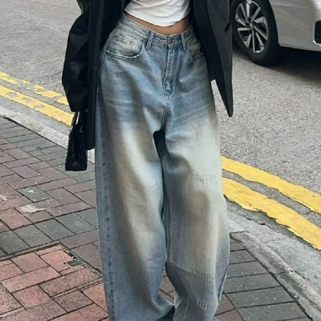 Vintage Chicly Slim Button Female High Waisted Jeans American Basic Simple Casual Fashion S-3XL Baggy Jeans Women 250520
