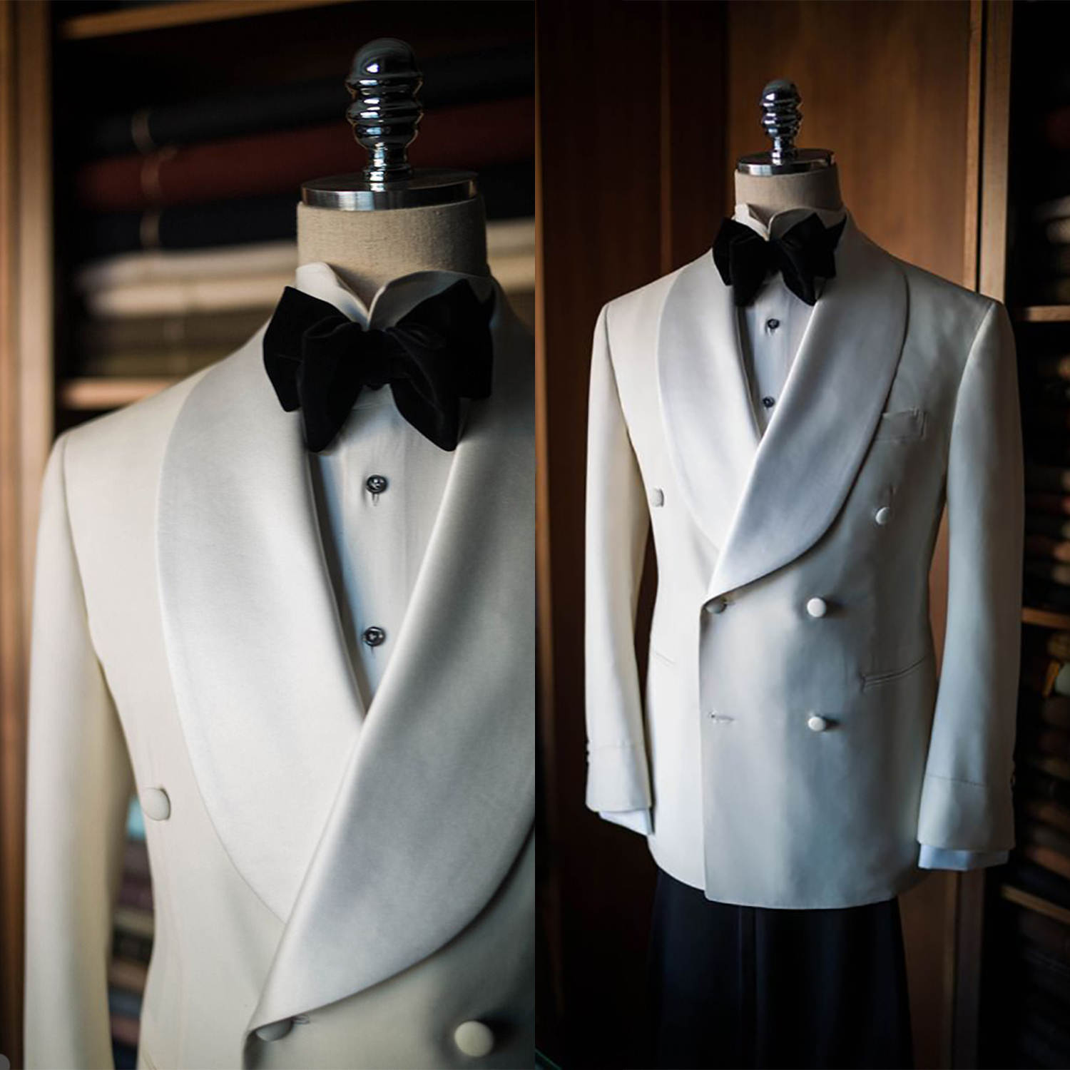 Simple Elegant Wedding Tuxedos 2 Piece Set Jacket Pants Double Breasted Men Suit Handsome Groom Wear Party Suits Customized