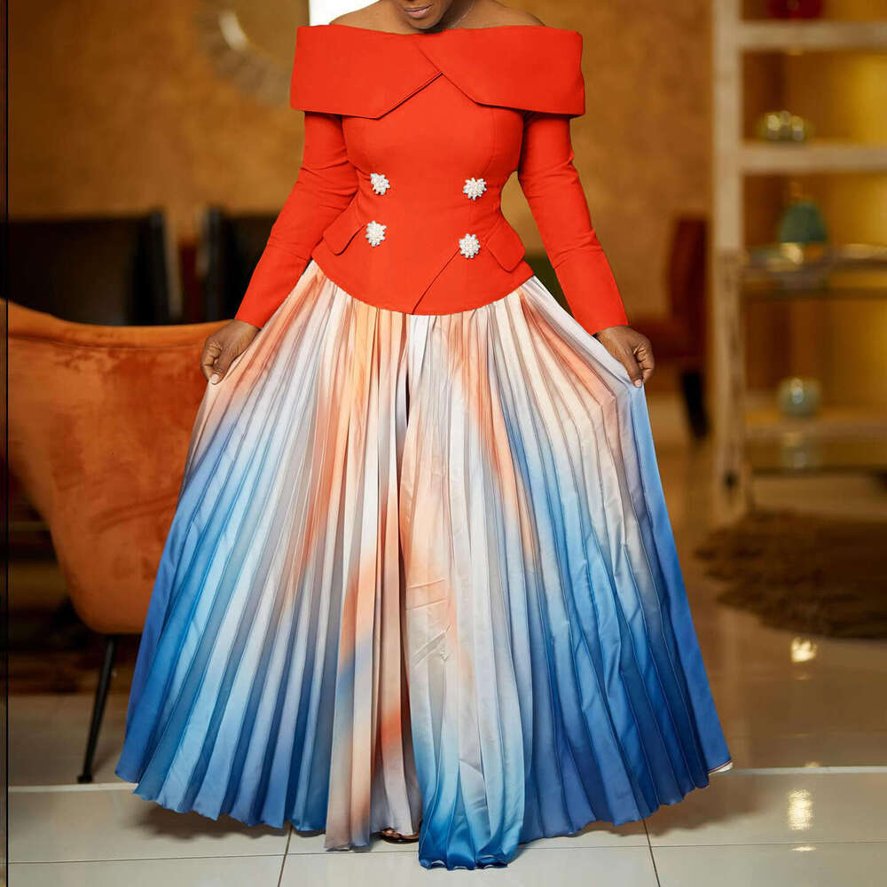 Women's Wear D3309 New Fashionable Elegant One Neck Top And Long Skirt Set