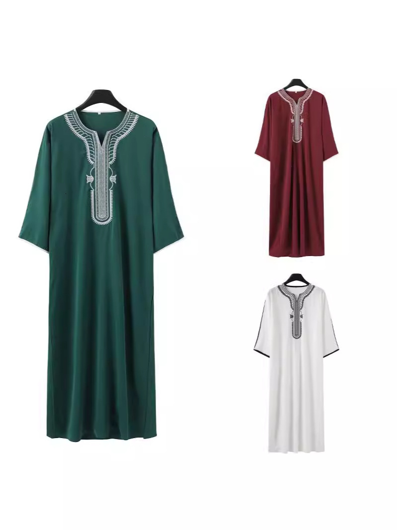 Designer Clothing New Islamic Men's Short Sleeved Moroccan Loose Ethnic Style Arabian Robe 2025 New Style