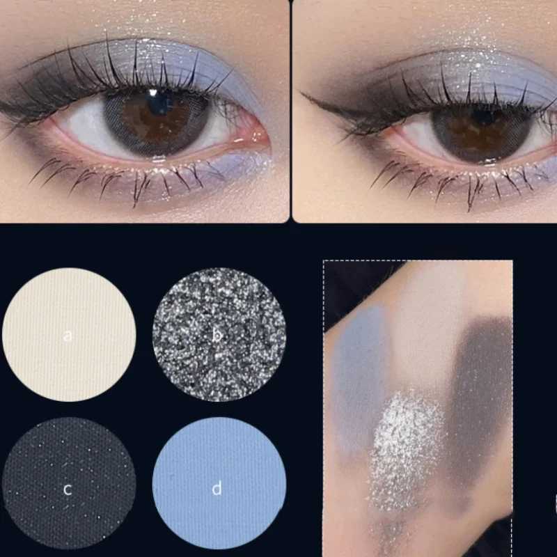 4 Colors Punk Smokey Cool Toned Eyeshadow Palette Metal Pearlescent Matte Lasting Eyeshadow Black Gray Party Eye Pigments MakeupXJ250520